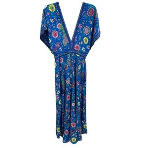 R. Vivimos Floral Print Maxi Dress Bohemian‎ V Neck Summer Dress Size S